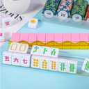 DoubleFill 4 Pack Mahjong Tile Rack & Pusher Set, Acrylic All-in-one Holders, Magnetic Mahjong Racks for Organizing Tiles, Easy to Use for Home Game Nights(Scalloped Edge,Colorful)