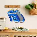 Cute Oven Mitts Heat Resistant Silicone Surface Oven Gloves with Quilted Liner Extended Non-Slip Pot Holders for Kitchen Baking Cooking Grilling(Blue Marble)