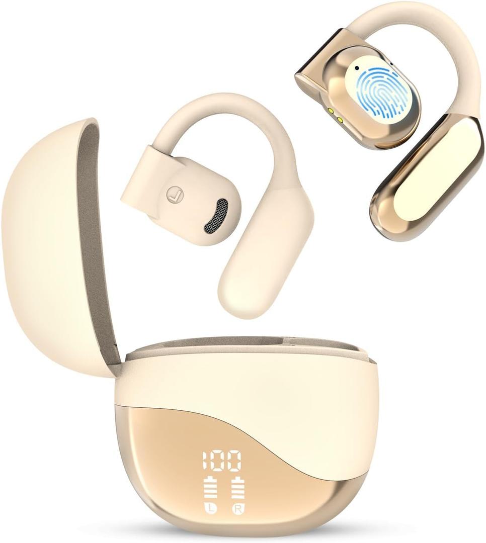 AI Powered Translator Earbuds, Real Time 144 Language Translation Earphone, Wireless Translation Device for Business, Travel, and Study, Works with iOS & Android(Beige)