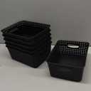 6 Packs Black Small Baskets, Plastic Weave Storage Baskets