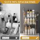 Bathroom Counter Organizer for Vanity, Makeup Organizer Countertop with Holder, Large Capacity Storage Rack, Perfect Large Skincare, Hair Care, Perfume, Easy to Install (Clear, 3Tiers)