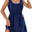 BMJL Women's Swimsuit Cover Ups Bathing Suit Coverup Beach Dress Bikini Drawstring Tank Swimwear with Pockets, Large 