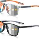 BLOEXCLU 4 Pack Progressive Multifocus Reading Glasses for Men Women TR90 Sports Style Anti-Blue Light Computer Readers (Black & Grey)