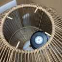 Outdoor Solar Floor Lamp, Large Natural Rattan Lantern with Metal Pole and Base, Waterproof Lamp for Patio Yard Garden Wedding Home Decoration