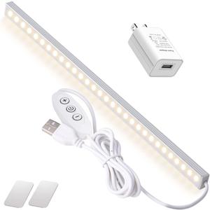 12 Inch Under Cabinet Lighting, Dimmable LED Light Bar with Plug-in AC Adapter & Magnetic Mount - for Kitchen, Workshop, Closet (Includes Adhesive Tape)