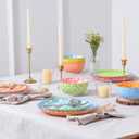 Selamica Ceramic Plates and Bowls Sets,24 Pieces Dinnerware Sets for 8,Scratch Resistant Dish Set for family gathering,Dishwasher & Microwave Safe, Assorted Colors