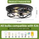 13 inch Black Flush Mount Ceiling Light Fixtures,3-Light Modern Hallway Light Fixtures Ceiling, Black Light Fixture Ceiling Mount for Farmhouse,Kitchen, Bedroom 2 Pack