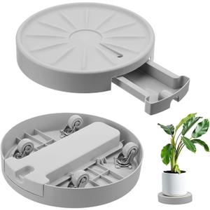 Plant Stand with Wheels Outdoor Round Rotating Plant Caddy Rollers Heavy Duty Dolly Large Plant Drainage Trays for Indoors No Holes 360Rolling Planter Caddies Bases (Grey 12inches 1pcs)