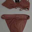 ZAFUL Women's Ribbed Underwire Bikini Set High Cut Colorblock V Notch Swimwear Printed High Leg Swimsuit Size Medium