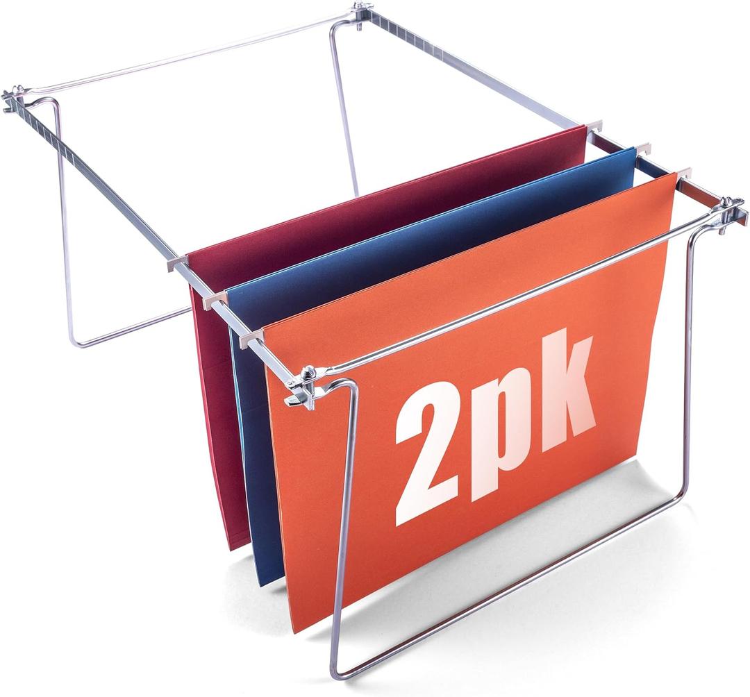 Officemate Hanging File Frame, Letter Size, Adjustable 14 to 18-Inches, 2 Count (Pack of 1),Silver, 91990