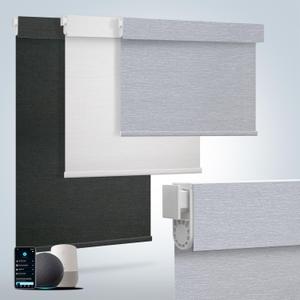 Motorized Blinds for Windows - Hapadif Roller Window Shades with Remote, No-Drill Installation, Cordless Automatic Blinds, Blackout Electric Blinds, Adjustable Height, Easy to Use (Grey, 33.5 x 72)