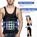 Odoland 5 Pack Men's Compression Shirt Body Shapewear Tummy Tank Top (White, L)