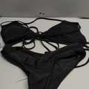 Meetall Cheeky High Cut Triangle Bikini Sets for Women Cute Halter Top Swimsuits 2 Piece (Large, Black)