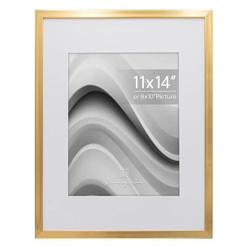 Boarding 11x14 Picture Frame,Display 8x10 photo with Mat or 11x14 picture without,Photo Frame for Wall Hanging Display,Gold, 3 Pack