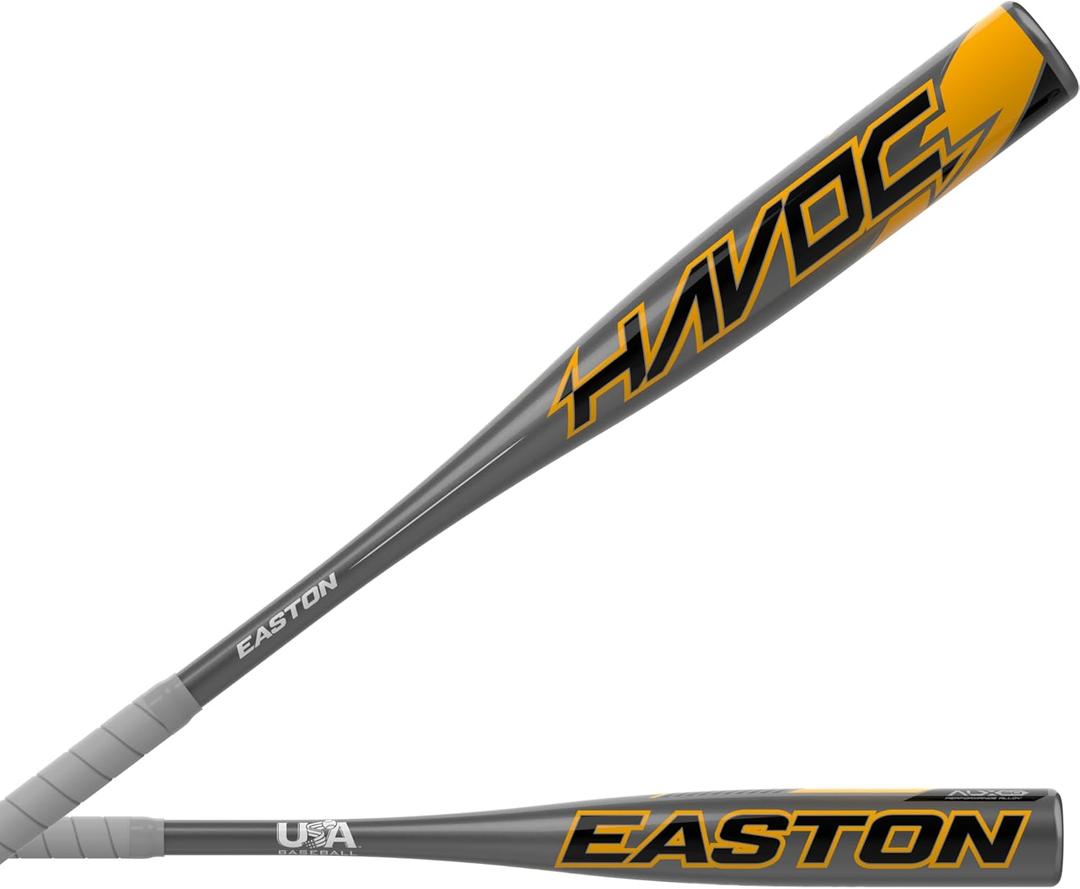 Easton | Havoc Baseball Bat | USA | -10 Drop | 2 1/4" Barrel | 1 Pc. Aluminum (30 INCH, Grey/Yellow)