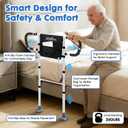 Bed Rails for Elderly Adults Safety, Bed Assist Rails for Seniors with Non-Slip Ergonomic Handle, Floor Support & Storage Pocket, Adjustable Bed Rail Fits Twin, Full, Queen & King Beds