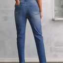 Sidefeel Women's High Waisted Jeans Strechy Fashion Raw Hem Straight Leg Ankle Denim Pants with Pockets (12, Light Blue)