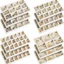 Junkin 12 Pcs Jewelry Tray Velvet Stackable Jewelry Organizer Trays Divided Earring Accessories Storage Containers Box (Rose Red)