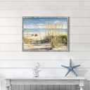 Beach Picture Wooden Artwork Framed: Coastline Wall Art Seascape Wall Decor Ocean Scene Art Prints for Bedroom 32"x24"