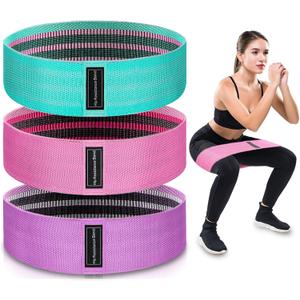 Exercise Bands, 3 Levels Fabric Resistance Bands for Working Out, Workout Bands Resistance for Women & Men, Multi-Colored Fabric Booty Bands for Leg Strength Training, Rehab, Yoga (Pink)