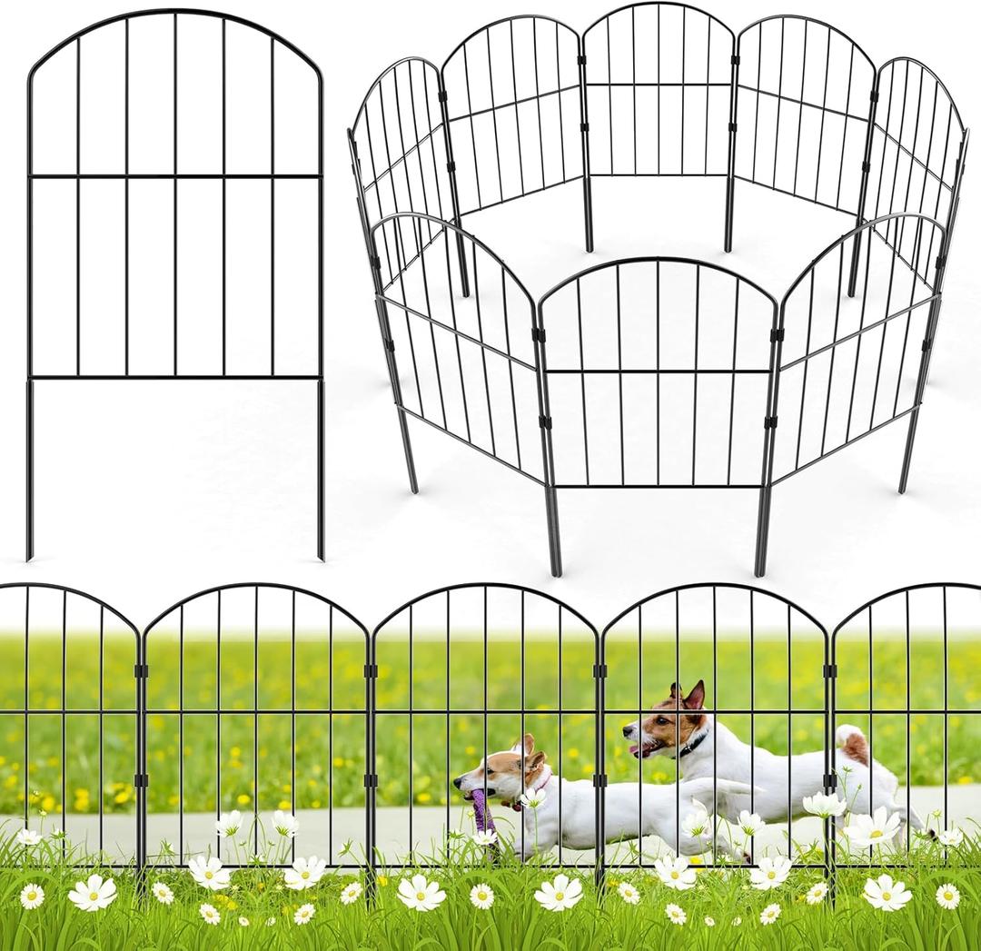 VANCASTLE Decorative Garden Fence Outdoor, 11 Panels Rustproof Metal Landscape Barrier Fence