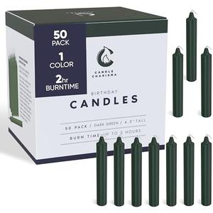 2 Candle Charisma 50 GreenCandles - 4" Unscented Paraffin Chime Candles, Smokeless & Dripless, Colored Candles, 2 Hours Burn Time 1/2 Inch, Birthdays and Parties