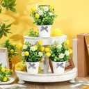 Nitial 6 Pcs Lemon Centerpiece for Tables 7.75 Inch Artificial Lemon Kitchen Decorations Mini Fake Fruit Potted Plant Spring Summer Farmhouse Decor for Indoor Outdoor Living Room Home