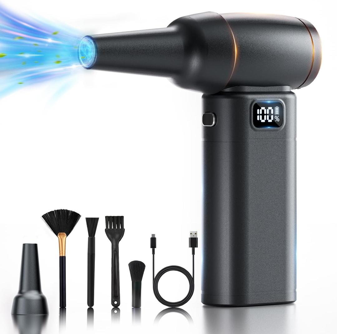 Compressed Air Duster6 Gear Adjustable 300000RPM Cordless Electric Air Duster with LED Light and Screen,10000mAh Rechargeable Cordless Air Blower with Brushless MotorReplaces Compressed Air Cans