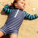 uideazone Baby Toddler Boys Zipper Rash Guard Swimsuit UPF 50+ One Piece Beach Swimwear Bathing Suits 3-36 Months (Blue)