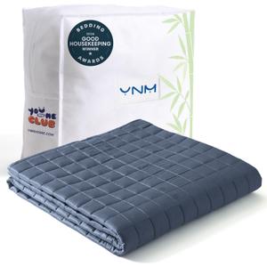 YnM Cooling Weighted Blanket for Adults, 15lbs Heavy Bed Throw for One Person of 140lbs, Perfect for Hot Sleepers or Warm Climates with Cooling Rayon/Glass Beads(60x80 Inches,Queen Bed, Blue Grey)