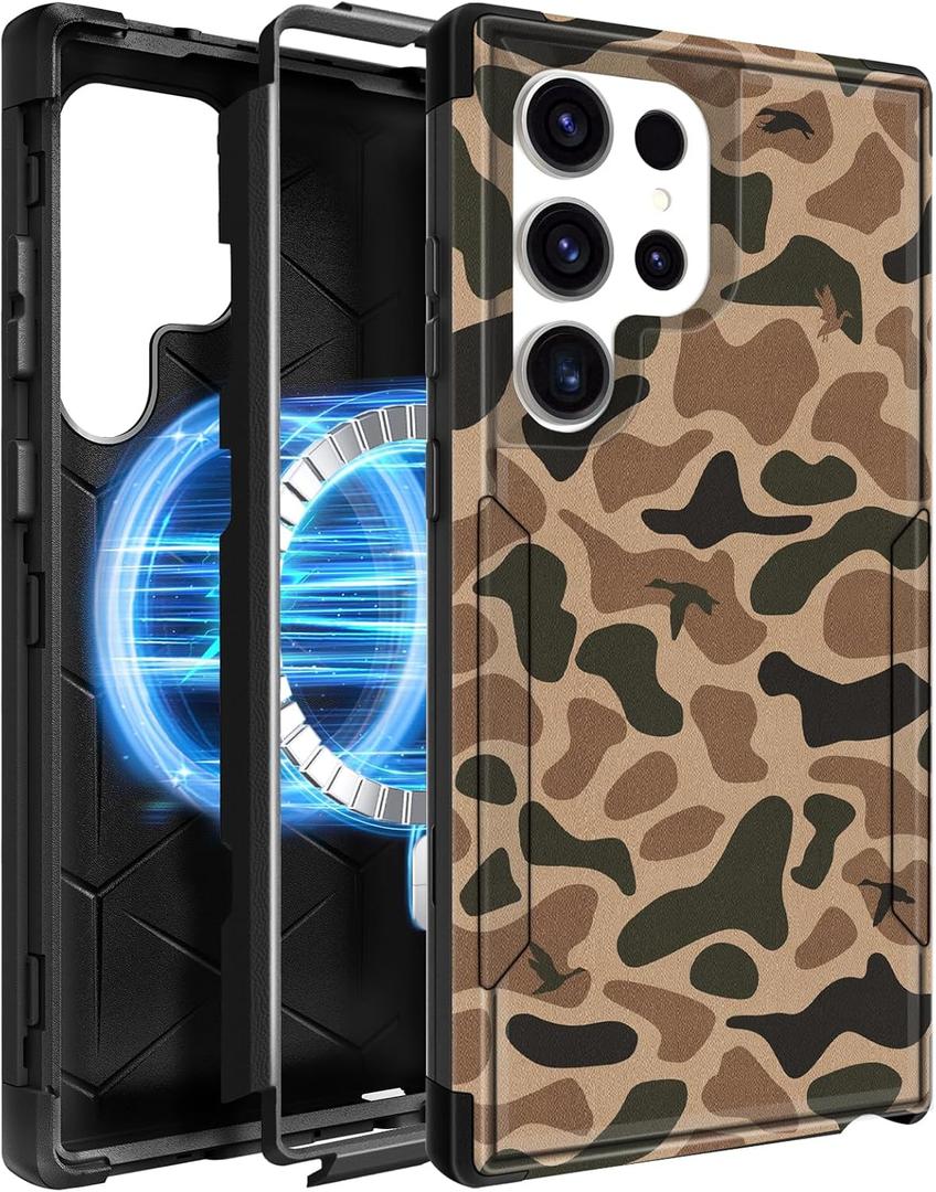 Heavy Duty for Samsung Galaxy S23 Ultra Case - Compatible with MagSafe Shockproof Protective Rugged Magnetic Men Military Grade Shock Drop Proof Phone Cover Funda for S23 Ultra Case, Camo