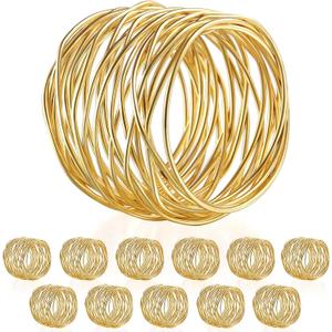 Twisted Wire Mesh Napkin Rings Holders Dcor Dinner Party Wedding Christmas Gathering (Gold 12pcs)
