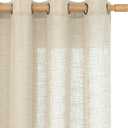 LAMIT Sheer Linen Curtains 84 Inches Long for Living Room, Light Filtering Boho Window Treatments Semi Sheer Neutral Drapes with Bronze Grommet for Bedroom, 52 X 84 Inch, 2 Panels Set, Linen