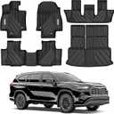 YITAMOTOR Upgraded Floor Mats Fit for Toyota Grand Highlander 2024-2025 7 Seats with Subwoofer (Include Hybrid), Custom Fit 3 Row Cargo & Liner Set, All-Weather TPE Full Set Trunk Mats, Black
