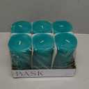 Mottled Pillar Candles by Bask - Set of 6-3" x 6" Dripless Unscented Candles in Turquoise for Home Decor, Relaxation & All Occasions