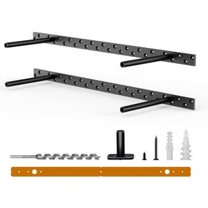 2pcs Floating Shelf Bracket Heavy Duty Floating Mantel Bracket Black Metal Decorative Floating Shelf Hardware Hidden Shelving Mounting Brackets (22X6X1)