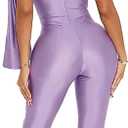 Sprifloral Women Sexy One Shoulder Bandage Sleeveless Bodycon Jumpsuit Romper Clubwear One Piece Outfits (Purple, XL)