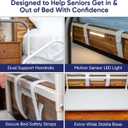 step2bed Bed Step Stool for Adults Adjustable Bedside Platform with Safety Handle, Motion Sensor Light & Wide Base, Bedside Steps for Beds and Seniors