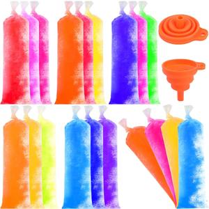 FEBSNOW 160 Ice Lolly Bags Disposable Ice Popsicle Mold Bags, Freezer Tubes Ice Cream Mold Bags Easy to Fill for Snacks Yogurt Juice Fruit Ice Candy Pops Comes with Funnel (2 x 12 Inch)