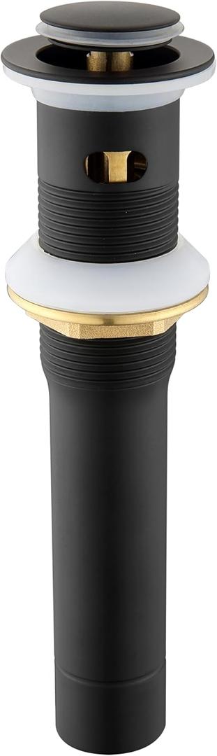 Pop up Sink Drain Stopper for Bathroom Vessel Vanity Sink Art Basin Matte Black, Small Cap with Overflow, Metal Pop-up Drain Strainer with Detachable Basket Stopper