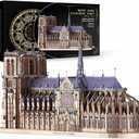 Piececool 3D Metal Puzzles for Adults and Teens, Notre Dame De Paris Church Metal Model Kit, Challenge French Cathedral Brain Teaser Architecture Building Blocks Puzzle, 382 Pcs (Colorful)