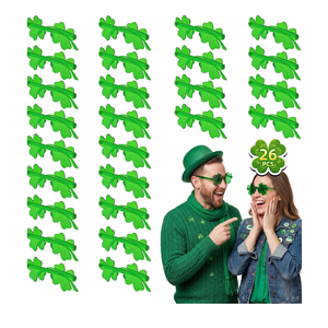 LIONO 26 PCS St. Patrick's Day Shamrock Glasses Party Favors, Green Clover Glasses for Family Friends, Students