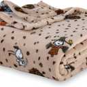 Berkshire Blanket Peanuts VelvetLoft Cute Character Snoopy Plush Oversized Kids Throw Blanket, Peanuts Snoopy and Woodstock Harvest Combo Linen (50 In x 60 In)
