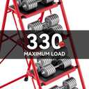 KINGRACK Step Ladder, Folding Ladder with Non-Slip and Wide Pedal, Small Ladders with Handle, Heavy Duty Steel Ladder, Lightweight Step Ladder (Red, 4 Step Ladder)