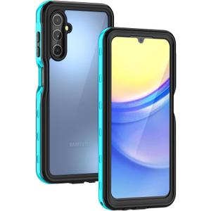 Lanhiem for Samsung Galaxy A15 5G Phone Case, IP68 Waterproof Dustproof Cover with Screen Protector, Heavy Duty Full Body Protective Case for Samsung Galaxy A15 5G, Blue/Clear