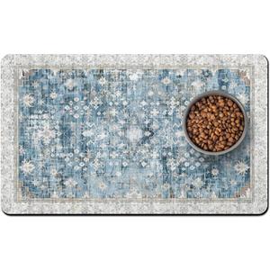 Pet Food Mats for Floor, Absorbent Dog Mat for Food and Water Dispenser Mat, Dog Food Mat Quick Dry Cat Food Mat Pet Supplies (20"L x 12"W, Blue)