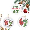 3pcs Six Seven Christmas Ornament67 Acrylic Ornament, Funny 67 Meme OrnamentSanta Ornaments for Christmas Tree, Funny Teen Gift (Type B)