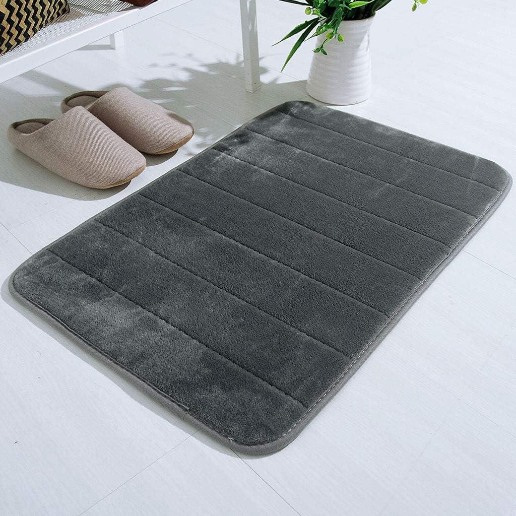 Generic Memory Foam Bath Mat Rug, Ultra Soft and Non-Slip Bathroom Rugs Comfortable, Super Water Absorption, Machine Wash, Easier to Dry Floor Rugs Decor Foot Mat for Bathroom, Shower, Tub (1" x 1" (Rectangular), Grey)