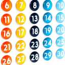 31 Large Magnetic Calendar Numbers, Colored Glass Calendar Magnets for Schedule Dry Erase Whiteboard, Magnetic Whiteboard, Refrigerator (Orange Blue, 1.37")