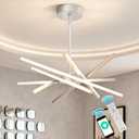 Modern Silver LED 6-Light Pendant Light,Embedded Mount Chandeliers | Linear Design,L23.62"0.59"/6,For Kitchen Island Dining Room Bedroom Living Room Entryway,3CCT